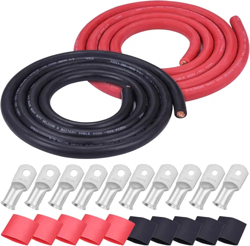 Vista 20 de iGreely Alambre Calibre 6 AWG 20 Pies Negro + 20 Pies Rojo Batería de Soldadura Cable Ultra Flexible de Cobre Puro + 5 pzs de Conectores de Terminal