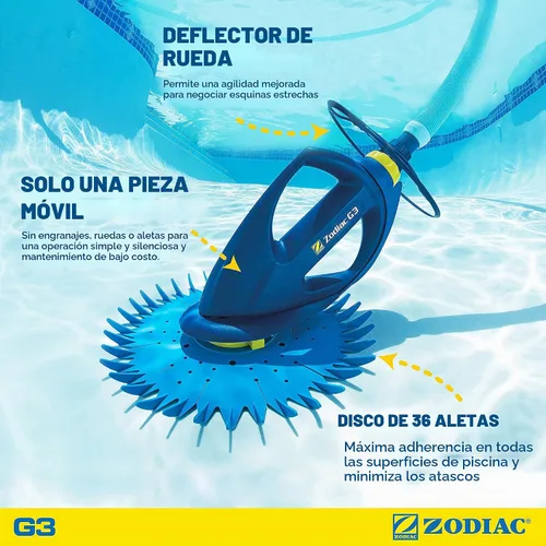 Vista 3 de Baracuda G3 W03000 Limpiador de succión automático avanzado de lados de piscina, NA