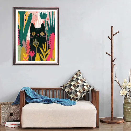 Vista 3 de Ginfonr Kits de arte de diamantes 5D para adultos, pintura de diamante de hierba de gato negro para adultos, animales de arte de diamantes