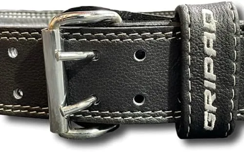 Vista 7 de GRIPAD Cinturón de levantamiento de pesas - Cinturón de cuero profesional resistente con hebilla ajustable - Soporte estabilizador de espalda baja