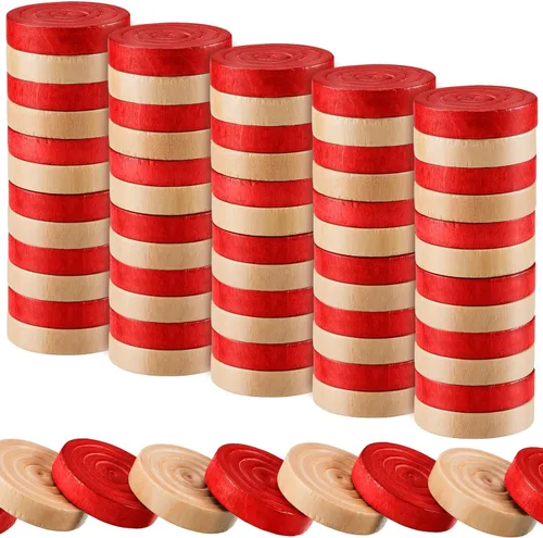 Vista 8 de Skylety 72 piezas de damas de madera de 1.06 pulgadas, solo apilables, en bolsa de almacenamiento con cordón para Backgammon (rojo, negro)