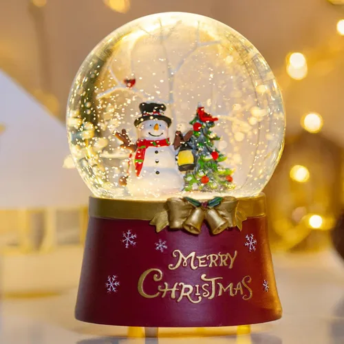 Vista 33 de Gnomos de Navidad de 10 pulgadas, linterna de globo de nieve iluminada, caprichoso árbol de Navidad y elfo escandinavo, linterna de agua musical