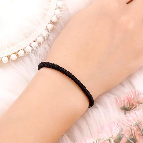 Vista 35 de Pulseras tibetanas hechas a mano con cuerda roja para él y ella, pulsera de la amistad, pulsera de la amistad, hilo negro y rojo para protección