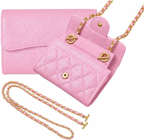 Vista 10 de Kit de conversión de tarjetero para inserto de billetera con solapa pequeña y correa de cadena, billetera pequeña clásica en cadena, kit convertidor