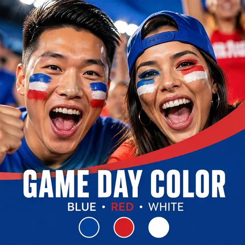 Vista 2 de Body Face Paint Sticks 3Pcs Blue Red White Face Paint Sticks Eye Black Set