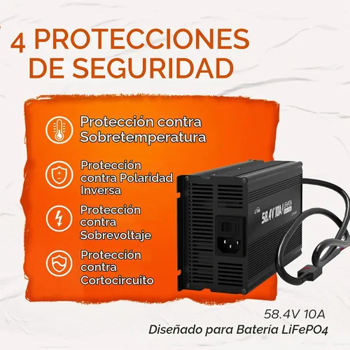 Vista 6 de Cargador de batería de litio LiTime 48V (58.4V), para baterías de carritos de golf de 51.2V, función de carga inteligente de 0V, cargador de batería