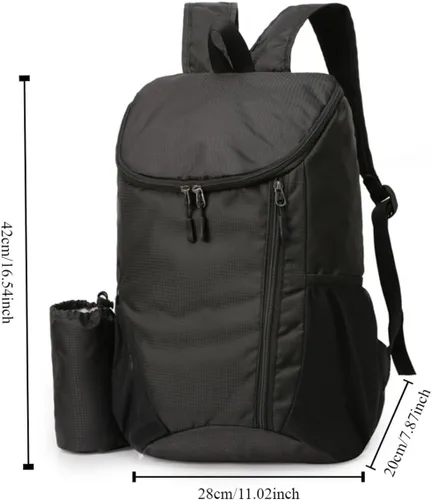 Vista 2 de Mochila plegable portátil, mochila plegable para montañismo, mochila ultraligera para ciclismo al aire libre, mochila de senderismo para viajes Negro