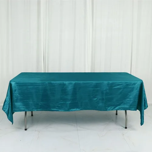 Vista 42 de Tableclothsfactory Mantel rectangular de tafetán arrugado de acordeón azul polvoriento, de 60 x 102 pulgadas, perfecto para ceremonias de boda