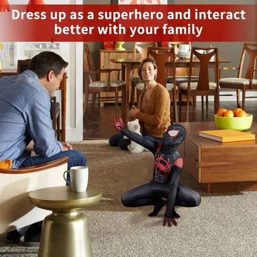 Vista 3 de ArmoQ Disfraz de superhéroe de Halloween para niños, traje elástico de elastano, disfraz de cosplay para niños