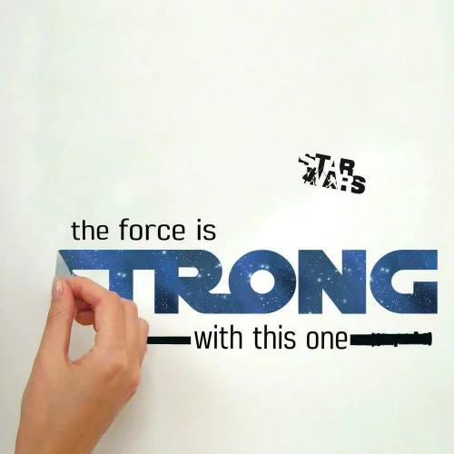 Vista 5 de Calcomanías de pared RoomMates RMK3077SCS del clásico de Star Wars La Fuerza es poderosa, 35,25 pulgadas x 10 pulgadas