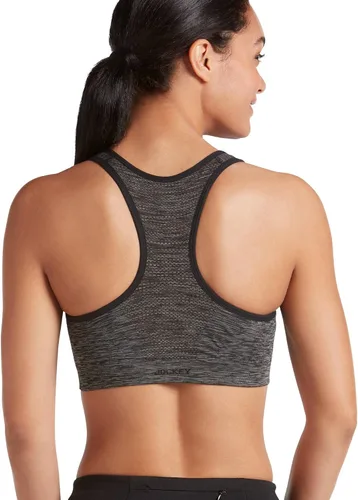 Vista 2 de Jockey Brasier sin costuras con cierre frontal para mujer Negro (Black Space Dye)