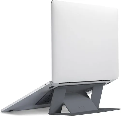 Vista 12 de MOFT Soporte para computadora portátil para escritorio, soporte adhesivo para computadora MacBook con 2 ángulos de visión ajustables, elevador Negro