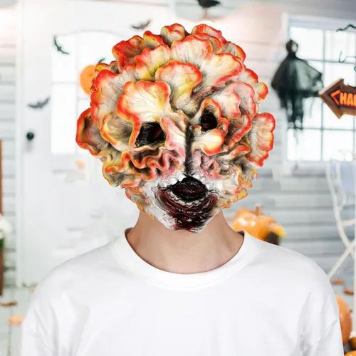 Vista 4 de Pigmiss Last US Clicker Máscara de Halloween de hongos aterradores máscara de látex de cabeza completa espeluznante disfraz de cosplay novedad zombi