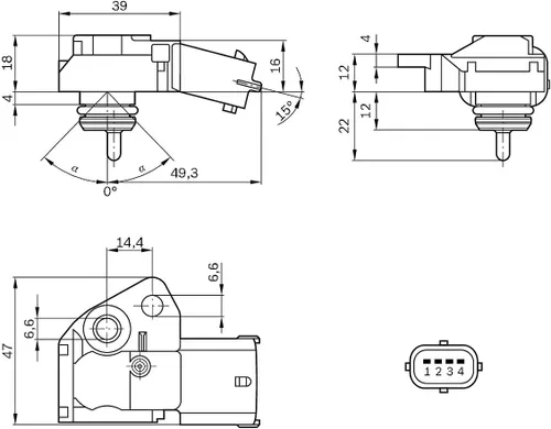 Vista 6 de Sensor de presión para tanque de combustible Bosch 0261230110 Compatible con Volvo S60, S80, V70, XC70, XC90