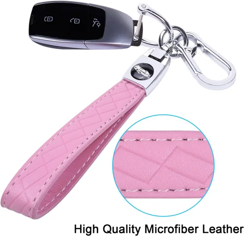 Vista 2 de Wisdompro Llavero de cuero de microfibra para automóvil, llavero universal de cuero con 3 llaveros y 1 destornillador para hombres y mujeres