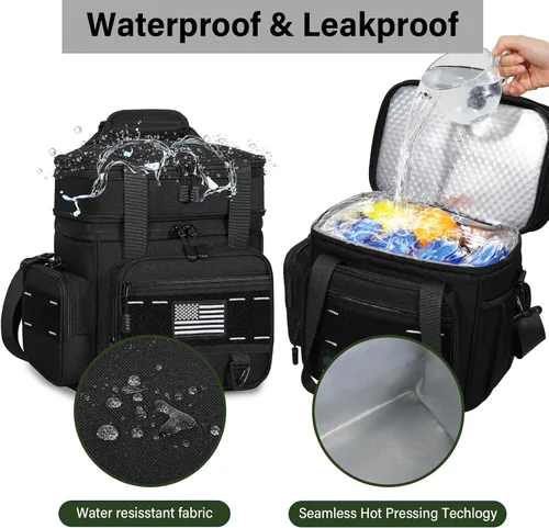 Vista 4 de TENKIST Lonchera táctica expandible, bolsa enfriadora de almuerzo con aislamiento grande, resistente a prueba de fugas, para hombres y adultos
