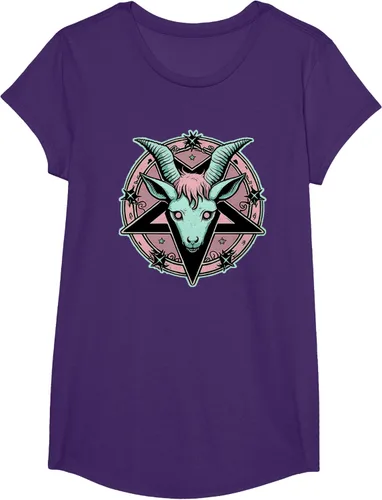 Vista 56 de Camiseta Kawaii Paste Creepy Goat Pentacle, Negro