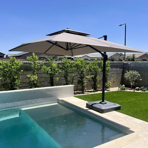 Vista 74 de PURPLE LEAF Sombrilla de Patio Voladiza de 10' x 13' para Exteriores con Base de 330 libras, Sombrilla Rectangular Grande Resistente al Viento