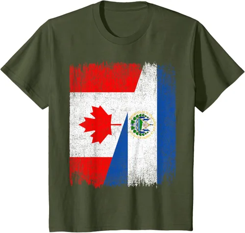 Vista 12 de Camiseta Half Canada El Salvador Flag Canadian Salvadoran Pride Roots