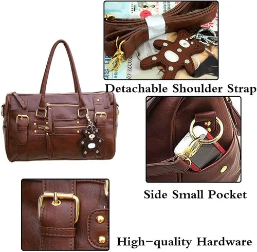 Vista 6 de FiveloveTwo Bolsos y bolsos retro de poliuretano con asa superior para mujer