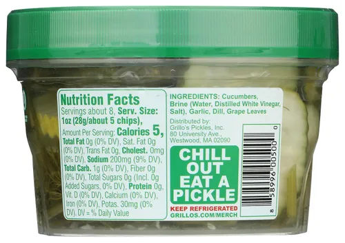 Vista 3 de Grillo's Pickles Rodajas de Pepinillos Eneldo Clásico, 16oz