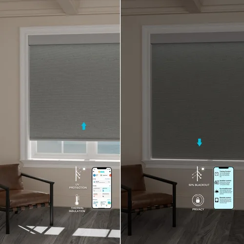 Vista 3 de Persianas motorizadas con control remoto, persianas enrollables opacas completas, funcionan con Homekit Alexa y Google Assistant, persianas solares