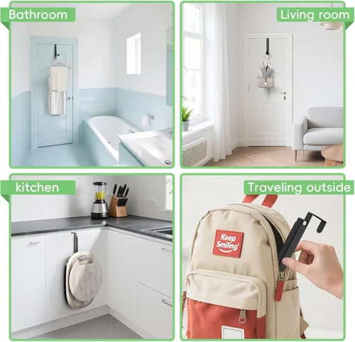 Vista 8 de Ganchos para colgar ropa, extendidos sobre la puerta con 10 crestas, ahorro de espacio sobre el estante de la puerta, ganchos de puerta para colgar