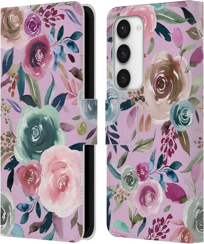 Vista 96 de Head Case Designs Officially Licensed Ninola Abstract Poppies Lilac Floral Leather Wallet Case Compatible with Samsung Galaxy A07 4G