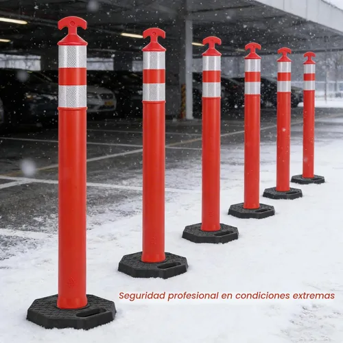 Vista 6 de OrangeStar Conos de poste de delineador de tráfico de 42 pulgadas, paquete de 6 conos de seguridad naranja con base de goma resistente