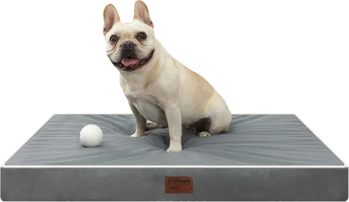 Vista 13 de Colchonetas de Cama para Perros Medianos - Cama Ortopédica para Perros con Espuma Gruesa tipo Huevo para Jaula, Funda Extraíble Lavable, Base Negro