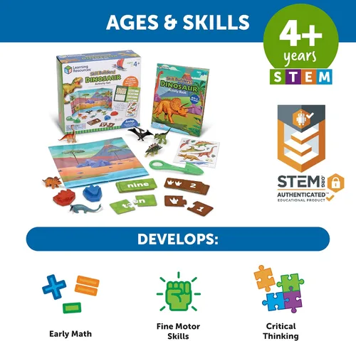 Vista 6 de Learning Resources Skill Builders! Set de actividad de dinosaurios - 22 piezas, a partir de 4 años, pensamiento crítico, manipulativos matemáticos
