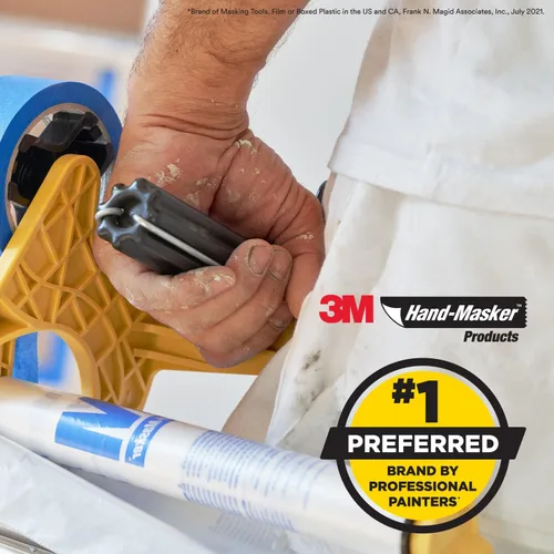Vista 3 de 3M Hand-Masker Painter's Plastic Plus, 9 x 400 pies, MFB-9 Masking Film, Protects Surface From Paint Splatters, Drips, Roller Mist or Spray