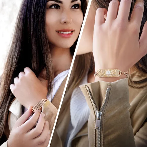Vista 3 de Divoti Pulsera de identificación de alerta médica grabada personalizada para mujer