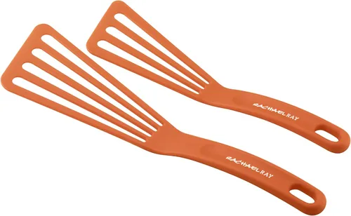 Vista 5 de Rachael Ray Herramientas y Utensilios de Cocina de Nailon / Espátula / Voltiadores para Pescado - Juego de 2 Piezas, Azul, Set de Espátulas de 25,4