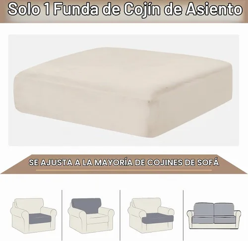 Vista 6 de NAISI Fundas de cojín de sofá de terciopelo elásticas de 1 pieza, fundas de asiento de sofá o respaldo, fundas suaves individuales para sofá Beige