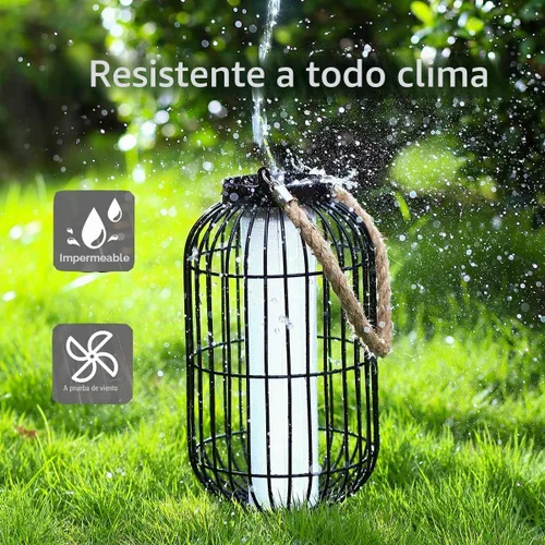 Vista 5 de pearlstar Farol grande con energía solar para exteriores, luces colgantes de metal resistente, lámpara de mesa solar decorativa impermeable
