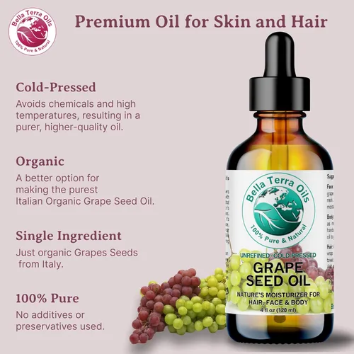 Vista 8 de Bella Terra Oils - Aceite de semilla de uva natural de 8 onzas - Sumérgete en el poder nutricional de la uva natural, lleno de antioxidantes