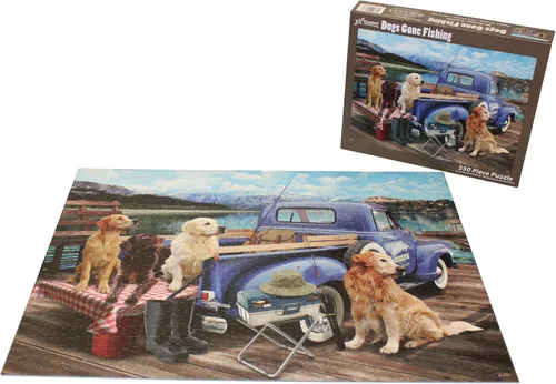 Vista 5 de Vermont Christmas Company Dogs Gone Fishing - Rompecabezas de 550 piezas para adultos y familias - Bonitos rompecabezas de perros con piezas