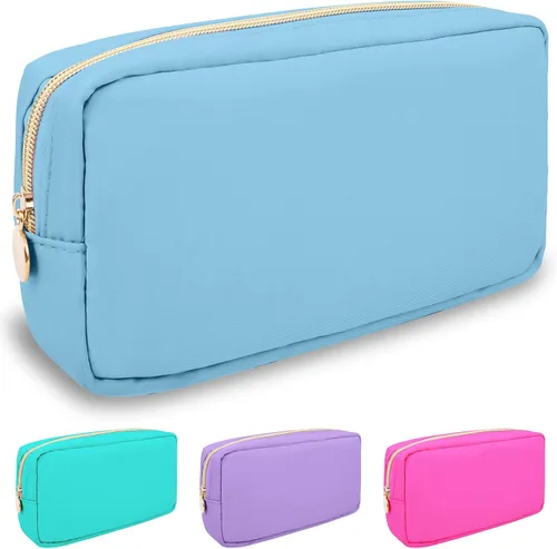 Vista 32 de izuzta Nylon Lager Pequeño Slim Mini Maquillaje Bolsa Organizador, Beige, Viajes