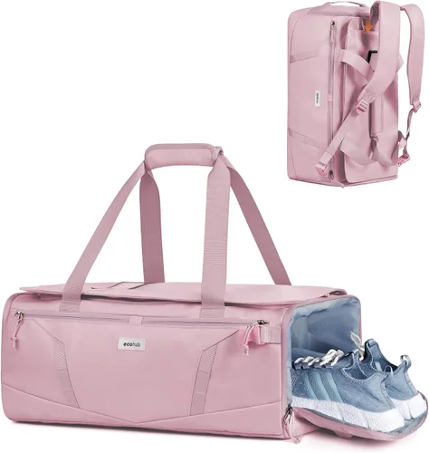Vista 12 de Mochila de lona resistente al agua 40L con compartimento para zapatos y bolsillo húmedo Beige