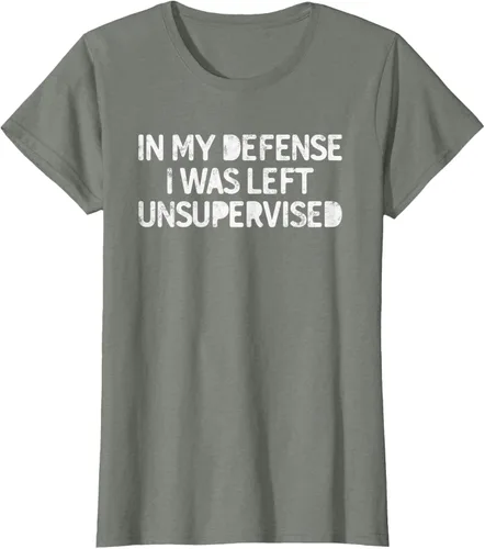 Vista 14 de Camiseta divertida con texto en inglés "Saying In My Defense I Was Left Unsupervised" Negro