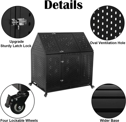Vista 3 de Jaula indestructible para perros de 44 pulgadas, resistente a escapes, con techo puntiagudo para perros grandes y medianos de alta ansiedad, jaula