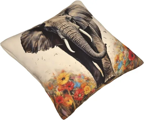 Vista 9 de Fundas de almohada decorativas con estampado de pintura de elefante, funda de cojín cuadrada suave, fundas de cojín para sofá, dormitorio, sala