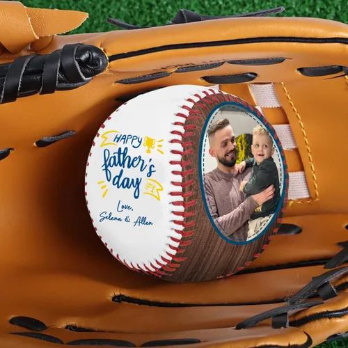 Vista 3 de Foto personalizada para el Día del Padre, con tus fotos y texto Béisbol Cumpleaños Día del Padre para papá, marido, abuelo