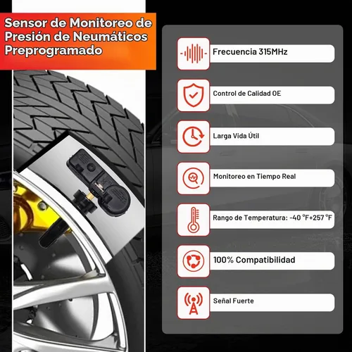 Vista 4 de Sensor TPMS 315MHz apto para Ford Lincoln 05-11 4PCS 6F2A1A176AE