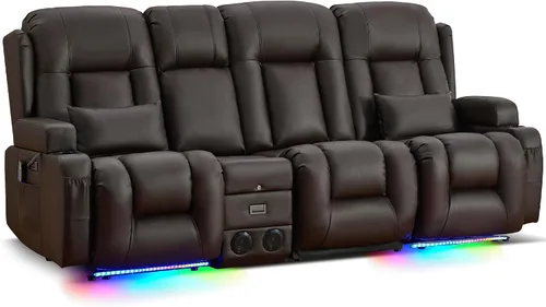Vista 27 de URRED Sofá reclinable Power Loveseat con masaje y calor, gris ceniza