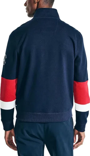 Vista 2 de Nautica Sudadera de bloque de color con cremallera de un cuarto de cremallera para hombre