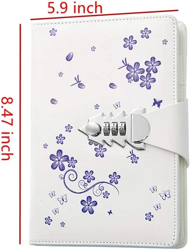 Vista 2 de Diario personalizado A5 de piel sintética con bloqueo de contraseña, diario con cerradura de combinación para niñas y niños (estilo 3)