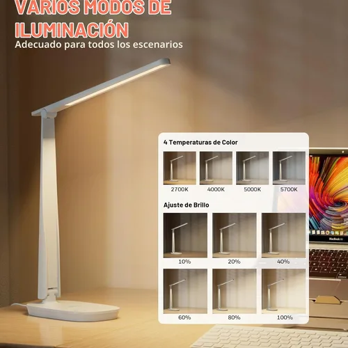 Vista 2 de Honeywell Lámpara LED de escritorio - HWT-H2 Sunturalux™ Lámpara de escritorio plegable para cuidar los ojos con puerto de carga USB A+C de doble