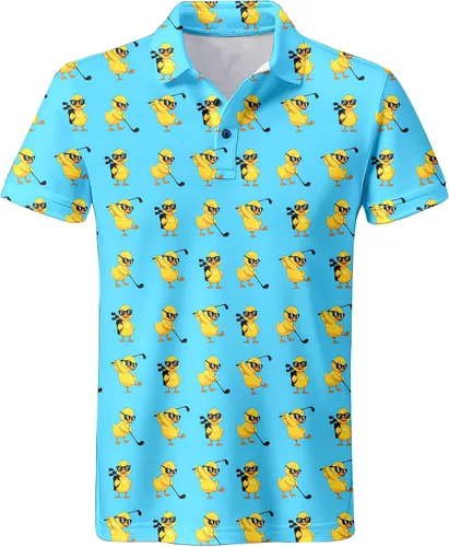 Vista 17 de Camisa de golf de los años 80 para hombre, ajuste seco, manga corta, estampada, divertidas, camisas de golf de los años 90 para hombre